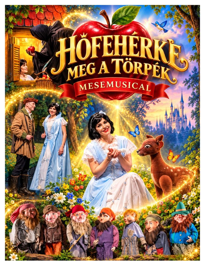 Hófehérke meg a törpék – a Fogi Gyermekszínház eredeti előadásplakátja